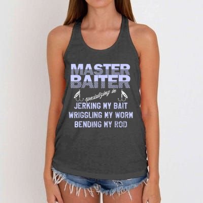 Master Baiter Funny Fishermans Skills List Gift Women's Knotted Racerback Tank