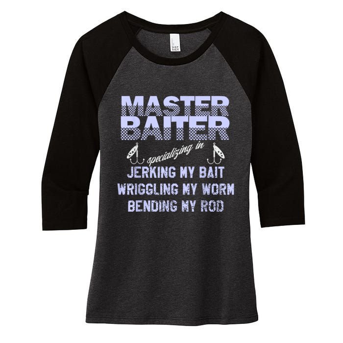 Master Baiter Funny Fishermans Skills List Gift Women's Tri-Blend 3/4-Sleeve Raglan Shirt