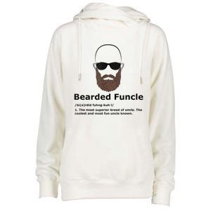 Mens Bearded Funcle Funny Bald Uncle Definition Womens Funnel Neck Pullover Hood