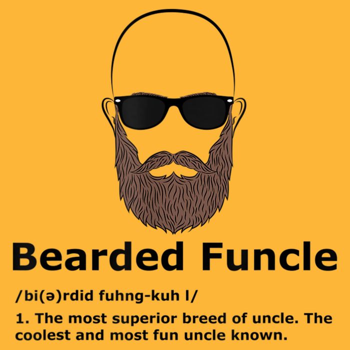Mens Bearded Funcle Funny Bald Uncle Definition Pom Pom 12in Knit Beanie
