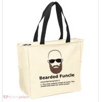 Mens Bearded Funcle Funny Bald Uncle Definition Zip Tote Bag