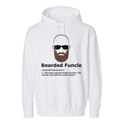 Mens Bearded Funcle Funny Bald Uncle Definition Garment-Dyed Fleece Hoodie