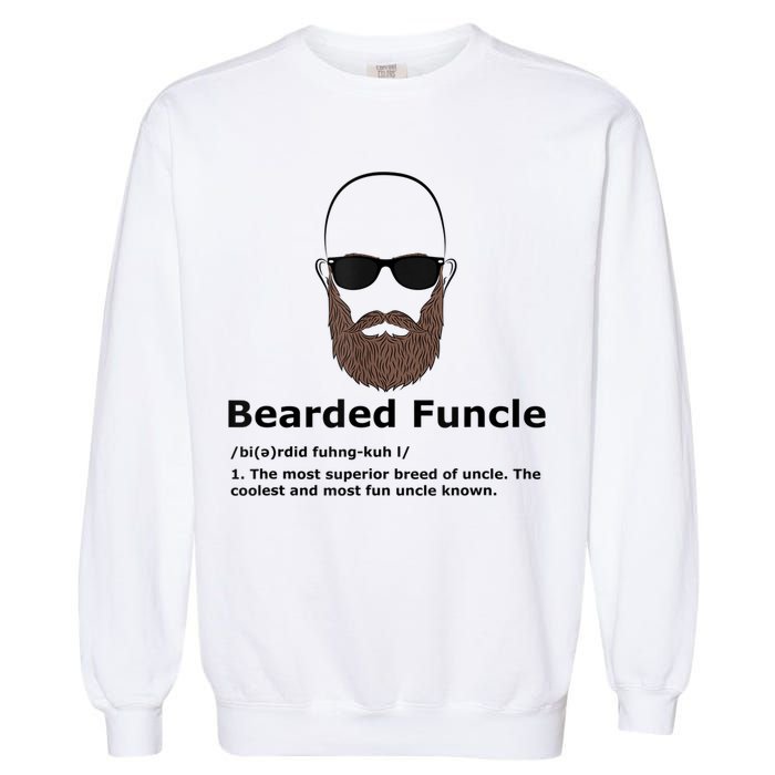 Mens Bearded Funcle Funny Bald Uncle Definition Garment-Dyed Sweatshirt