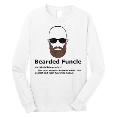 Mens Bearded Funcle Funny Bald Uncle Definition Long Sleeve Shirt
