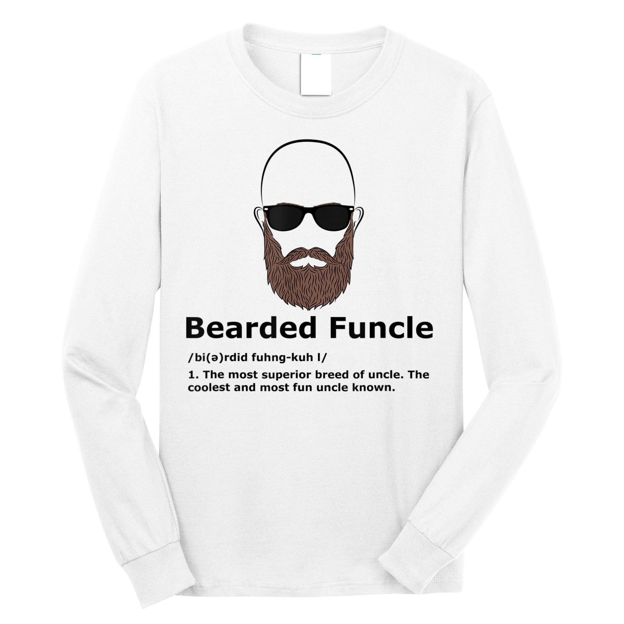 Mens Bearded Funcle Funny Bald Uncle Definition Long Sleeve Shirt