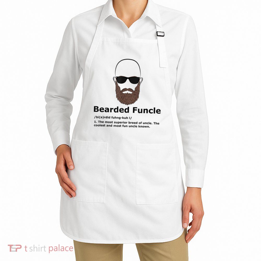Mens Bearded Funcle Funny Bald Uncle Definition Apron