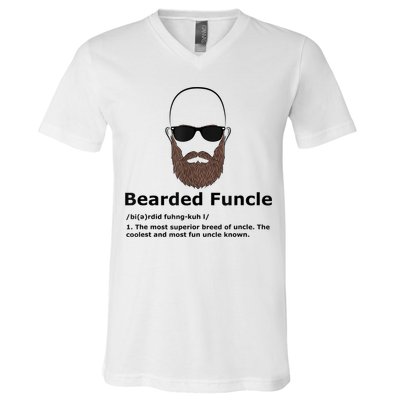 Mens Bearded Funcle Funny Bald Uncle Definition V-Neck T-Shirt