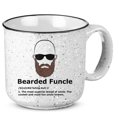 Mens Bearded Funcle Funny Bald Uncle Definition 15oz Campfire Ceramic Mug