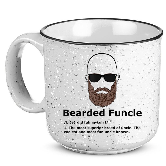 Mens Bearded Funcle Funny Bald Uncle Definition 15oz Campfire Ceramic Mug
