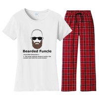 Mens Bearded Funcle Funny Bald Uncle Definition Women's Flannel Pajama Set