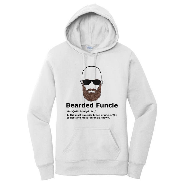 Mens Bearded Funcle Funny Bald Uncle Definition Women's Pullover Hoodie