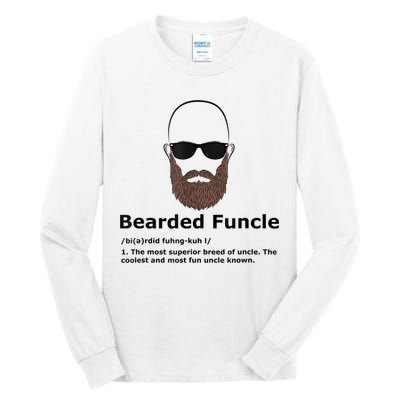 Mens Bearded Funcle Funny Bald Uncle Definition Tall Long Sleeve T-Shirt