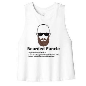 Mens Bearded Funcle Funny Bald Uncle Definition Women's Racerback Cropped Tank