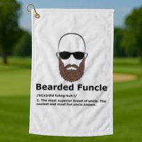 Mens Bearded Funcle Funny Bald Uncle Definition Golf Towel