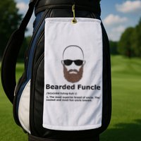 Mens Bearded Funcle Funny Bald Uncle Definition Golf Towel
