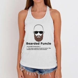 Mens Bearded Funcle Funny Bald Uncle Definition Women's Knotted Racerback Tank