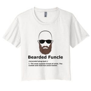 Mens Bearded Funcle Funny Bald Uncle Definition Women's Crop Top Tee