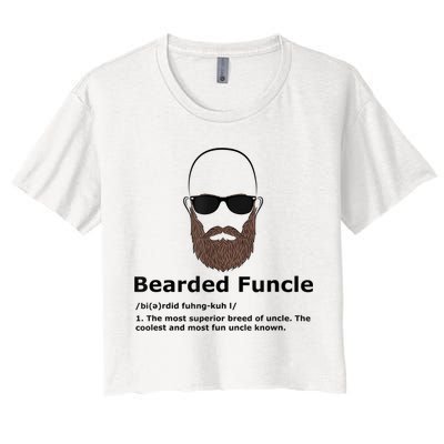 Mens Bearded Funcle Funny Bald Uncle Definition Crop Top