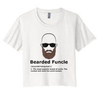 Mens Bearded Funcle Funny Bald Uncle Definition Women's Crop Top Tee