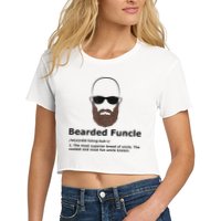 Mens Bearded Funcle Funny Bald Uncle Definition Crop Top