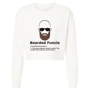 Mens Bearded Funcle Funny Bald Uncle Definition Cropped Pullover Crew