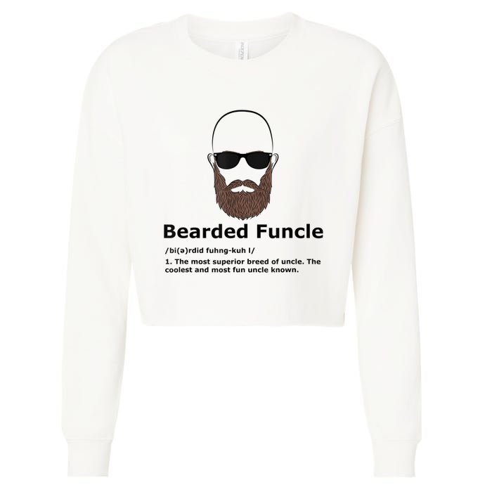 Mens Bearded Funcle Funny Bald Uncle Definition Cropped Pullover Crew