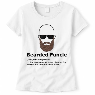 Mens Bearded Funcle Funny Bald Uncle Definition Womens T-Shirt