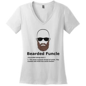 Mens Bearded Funcle Funny Bald Uncle Definition Women's V-Neck T-Shirt