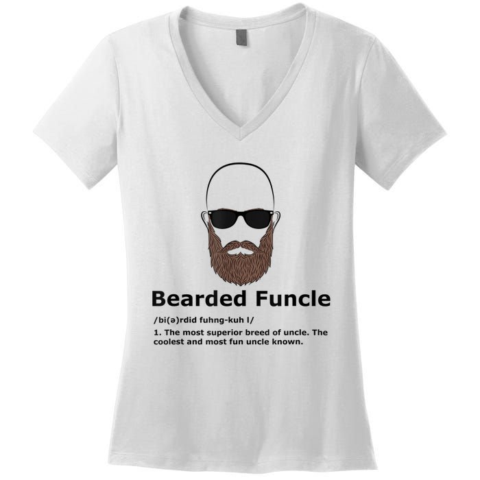 Mens Bearded Funcle Funny Bald Uncle Definition Women's V-Neck T-Shirt