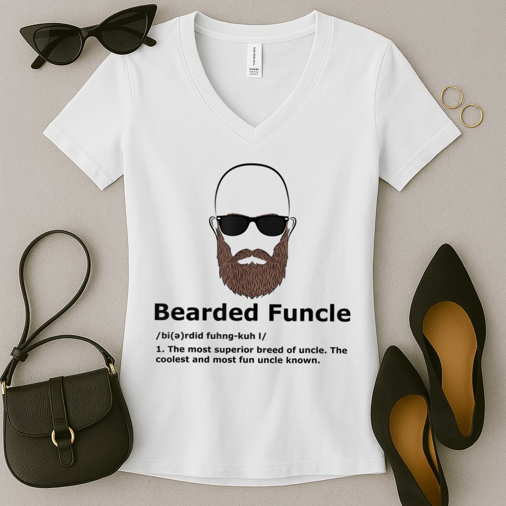 Mens Bearded Funcle Funny Bald Uncle Definition Women's V-Neck T-Shirt