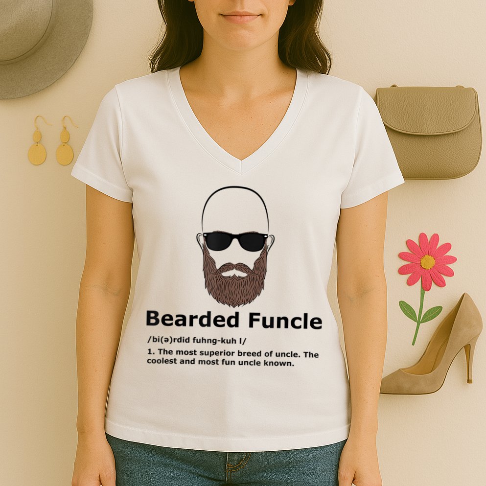 Mens Bearded Funcle Funny Bald Uncle Definition Women's V-Neck T-Shirt