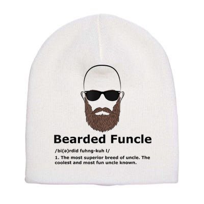 Mens Bearded Funcle Funny Bald Uncle Definition Short Acrylic Beanie