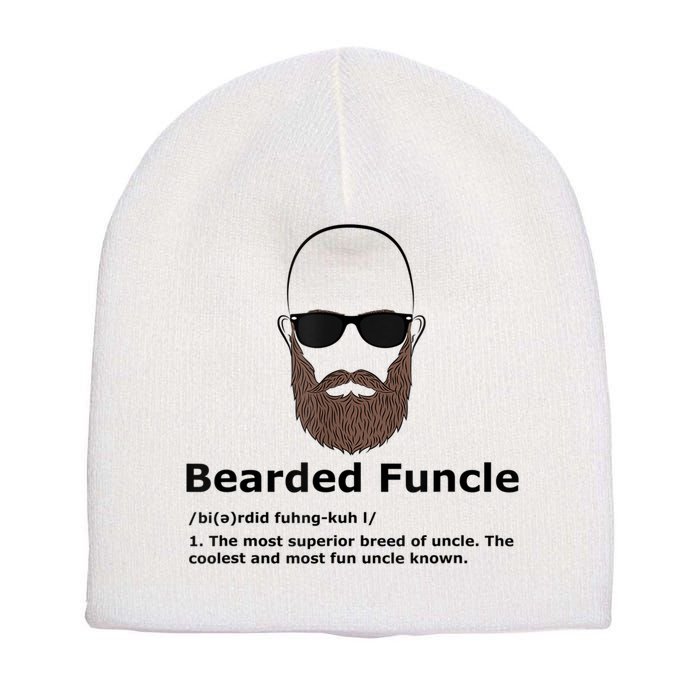 Mens Bearded Funcle Funny Bald Uncle Definition Short Acrylic Beanie