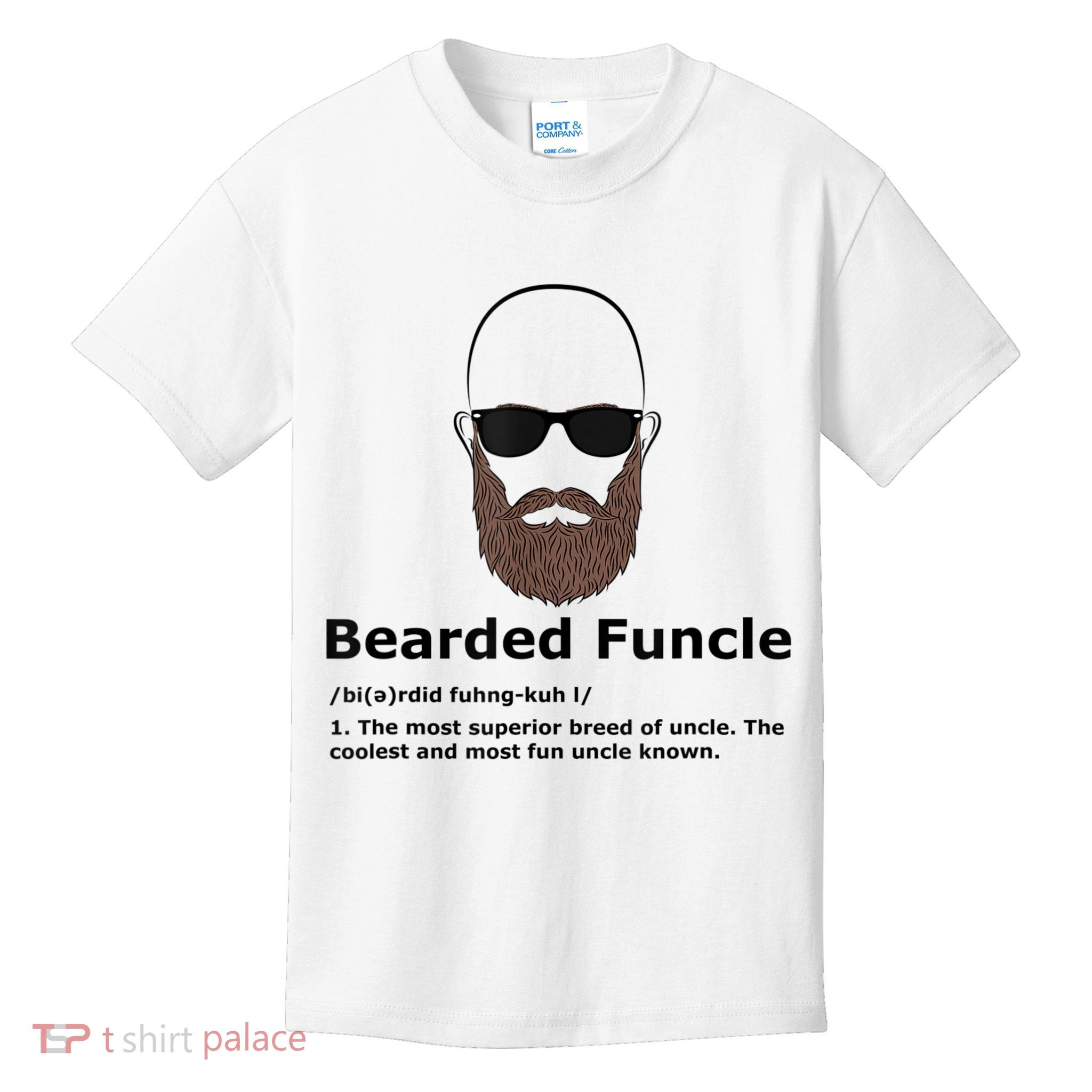 Mens Bearded Funcle Funny Bald Uncle Definition Kids T-Shirt