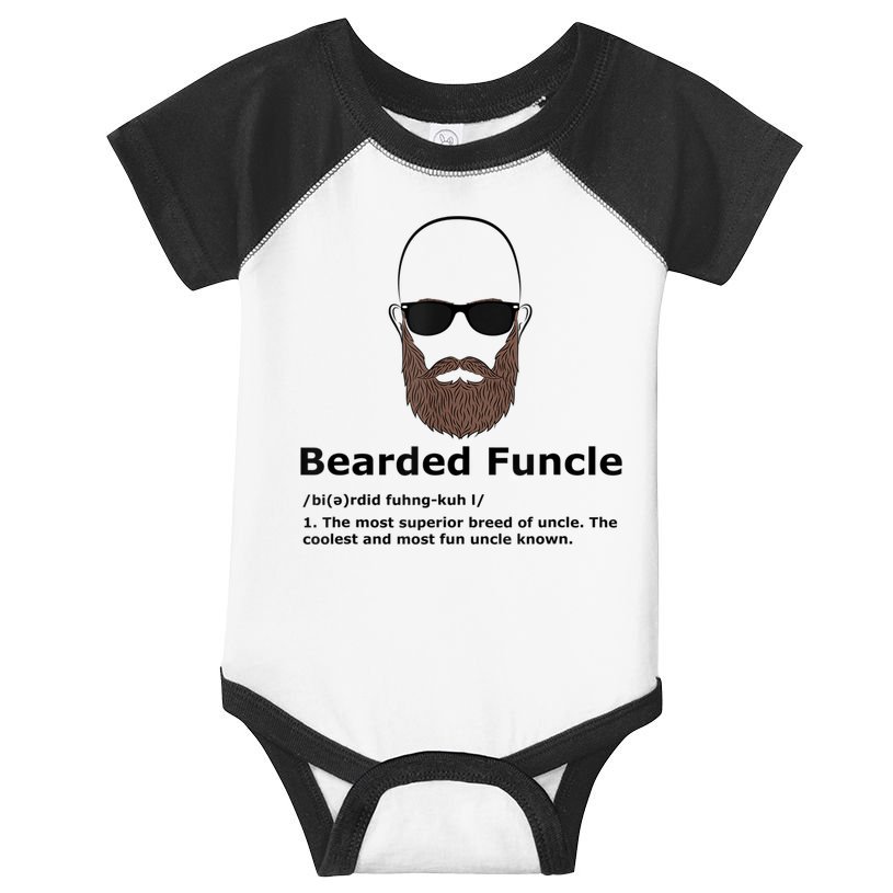 Mens Bearded Funcle Funny Bald Uncle Definition Infant Baby Jersey Bodysuit