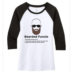 Mens Bearded Funcle Funny Bald Uncle Definition Women's Tri-Blend 3/4-Sleeve Raglan Shirt