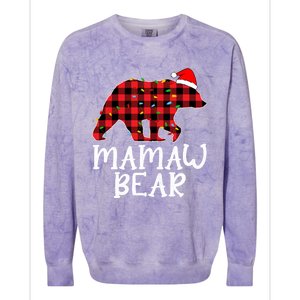 Mamaw Bear Family Group Matching Red Plaid Santa Hat Gift Colorblast Crewneck Sweatshirt