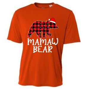 Mamaw Bear Family Group Matching Red Plaid Santa Hat Gift Cooling Performance Crew T-Shirt