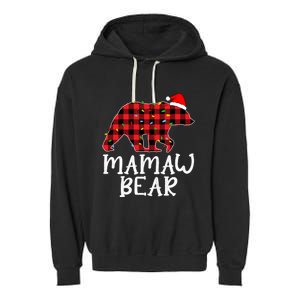 Mamaw Bear Family Group Matching Red Plaid Santa Hat Gift Garment-Dyed Fleece Hoodie