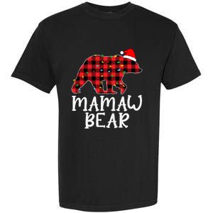 Mamaw Bear Family Group Matching Red Plaid Santa Hat Gift Garment-Dyed Heavyweight T-Shirt