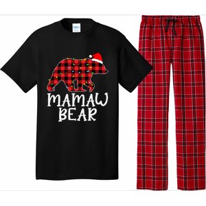 Mamaw Bear Family Group Matching Red Plaid Santa Hat Gift Pajama Set