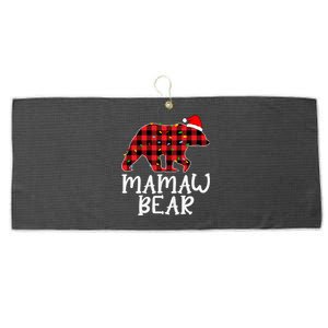 Mamaw Bear Family Group Matching Red Plaid Santa Hat Gift Large Microfiber Waffle Golf Towel