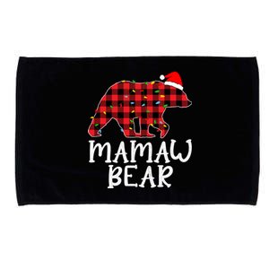 Mamaw Bear Family Group Matching Red Plaid Santa Hat Gift Microfiber Hand Towel