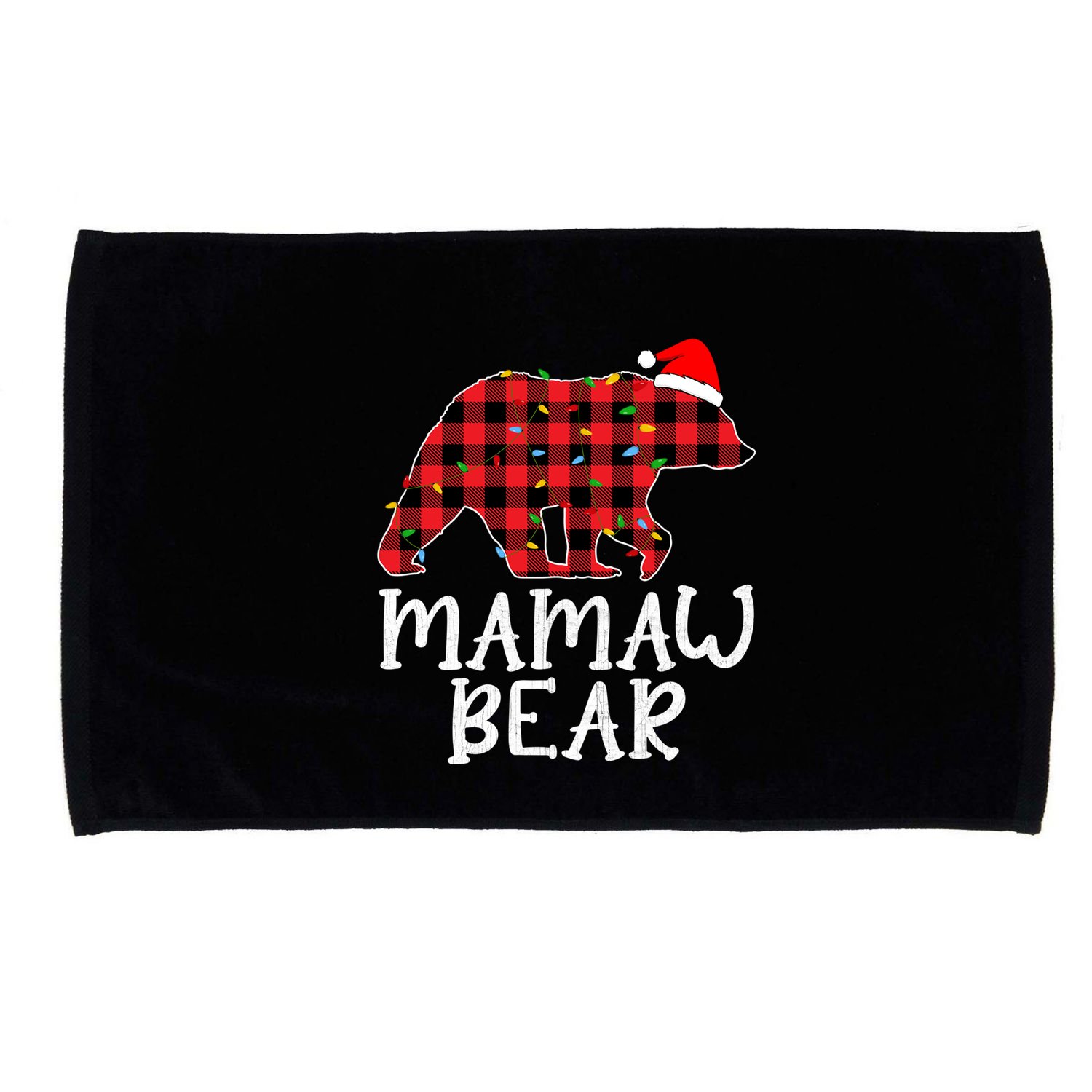 Mamaw Bear Family Group Matching Red Plaid Santa Hat Gift Microfiber Hand Towel