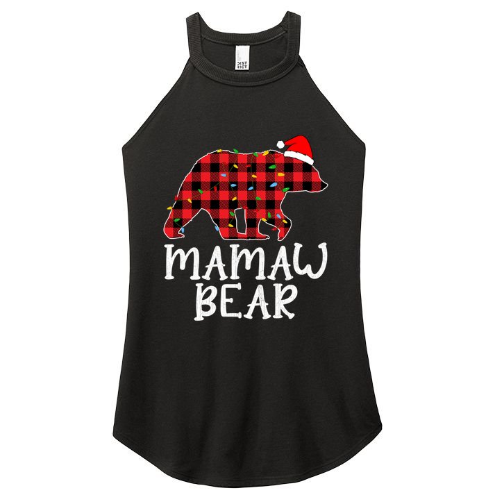 Mamaw Bear Family Group Matching Red Plaid Santa Hat Gift Women's Perfect Tri Rocker Tank