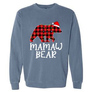 Mamaw Bear Family Group Matching Red Plaid Santa Hat Gift Garment-Dyed Sweatshirt