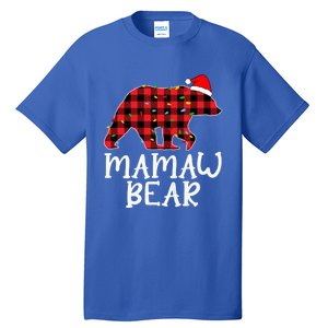 Mamaw Bear Family Group Matching Red Plaid Santa Hat Gift Tall T-Shirt