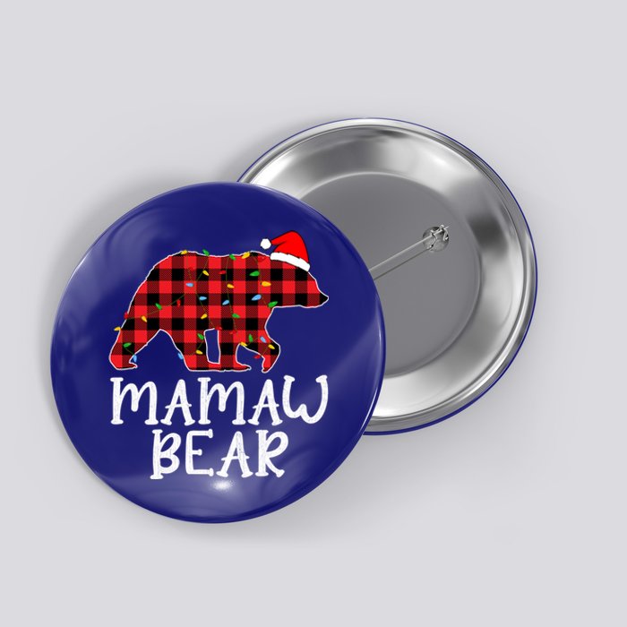 Mamaw Bear Family Group Matching Red Plaid Santa Hat Gift Button