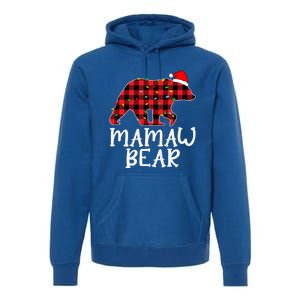 Mamaw Bear Family Group Matching Red Plaid Santa Hat Gift Premium Hoodie