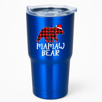 Mamaw Bear Family Group Matching Red Plaid Santa Hat Gift Tumbler